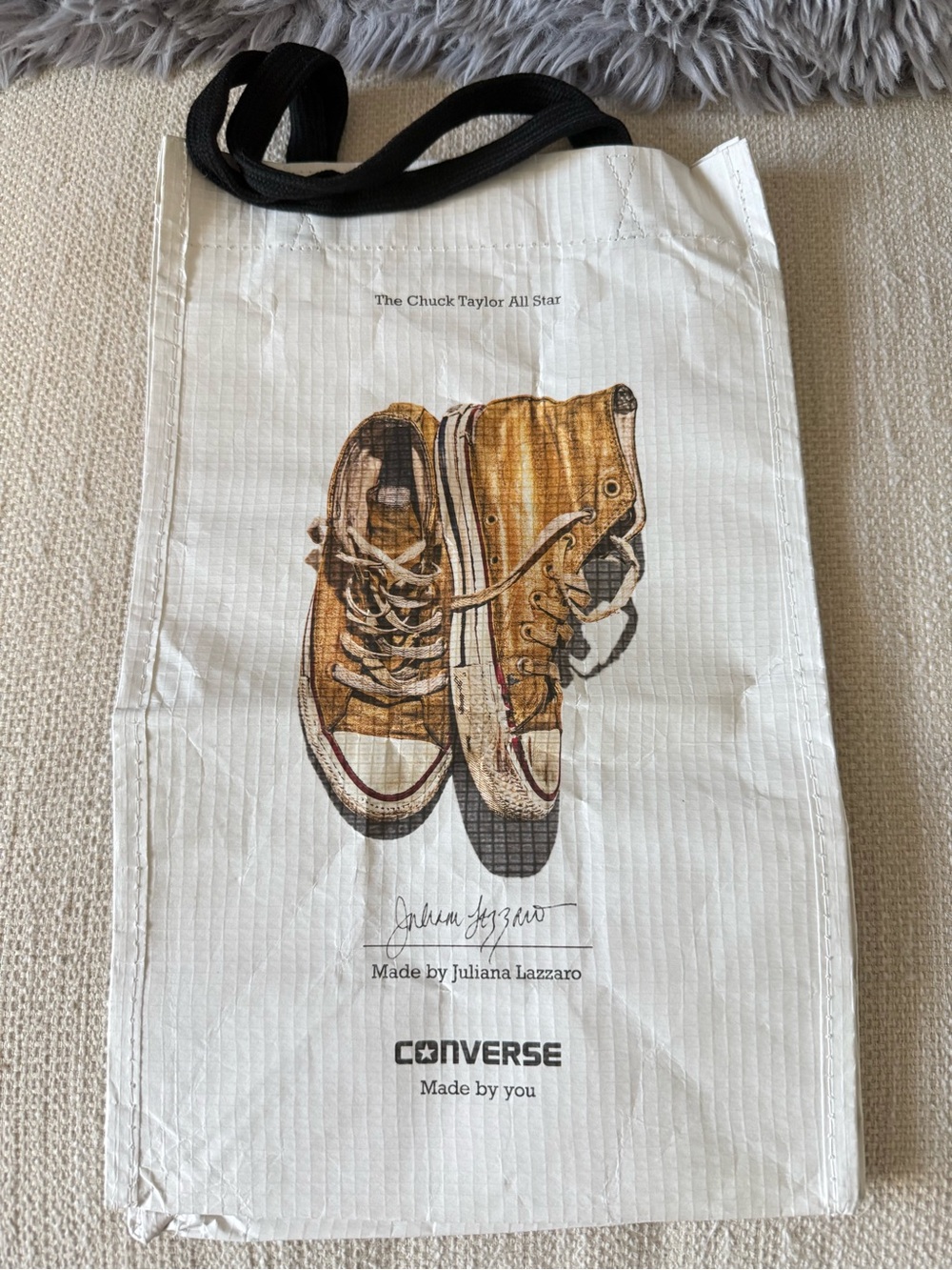 Converse White Tote with Brown Sneaker Illustration